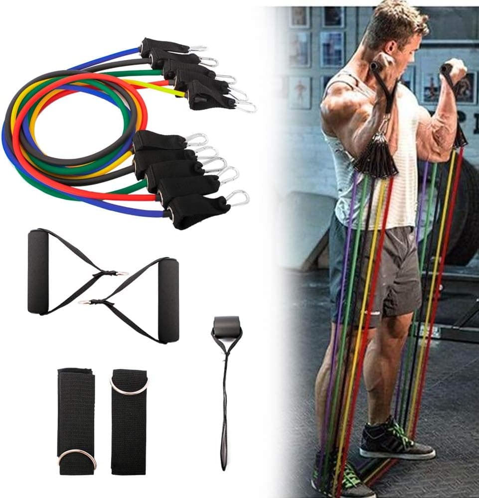 Resistance Bands Set Exercise Legs Ankle Straps & Butt Training Fitness Home Workout with Door Anchor Handles 5 Stackable Exercise Bands