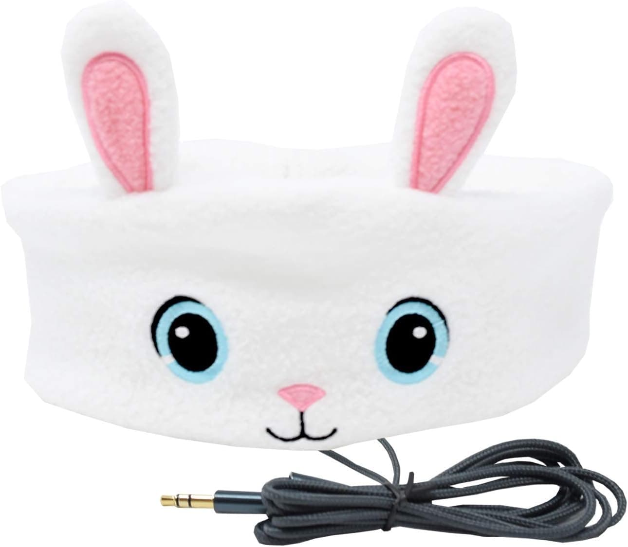 CozyPhones Kids Headphones for Girls Volume Limited with Thin Speakers & Super Soft Stretchy Headband - Perfect Toddlers & Children’s Earphones for Home, School & Travel - White Bunny