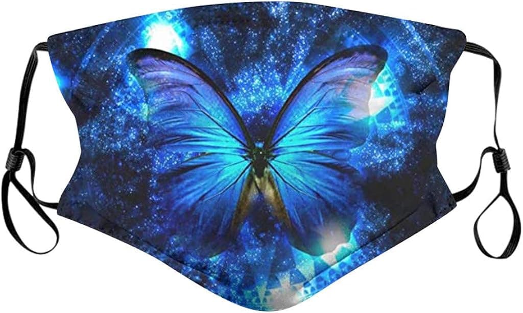 Face Covering with Butterfly/Floral Print Washable and Reusable Cotton Covering, Health Protection Face Covering with Adjustable Ear Loops