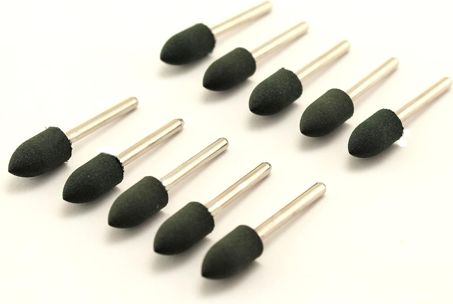 TEMO 10 pc 8 mm (5/16 Inch) Bullet Rubber Rotary Tool Polishing Burr with 3 mm (1/8 Inch) Shank for Dremel Rotary Tools
