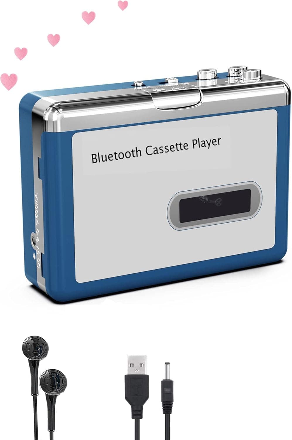 Bluetooth Cassette Player,Portable Wireless Cassette Player with Bluetooth Transmitter Walkman Player, with Auto-Reverse. 2 AA Battery or USB Power Supply, Bluetooth Tape Music Player with Earphones
