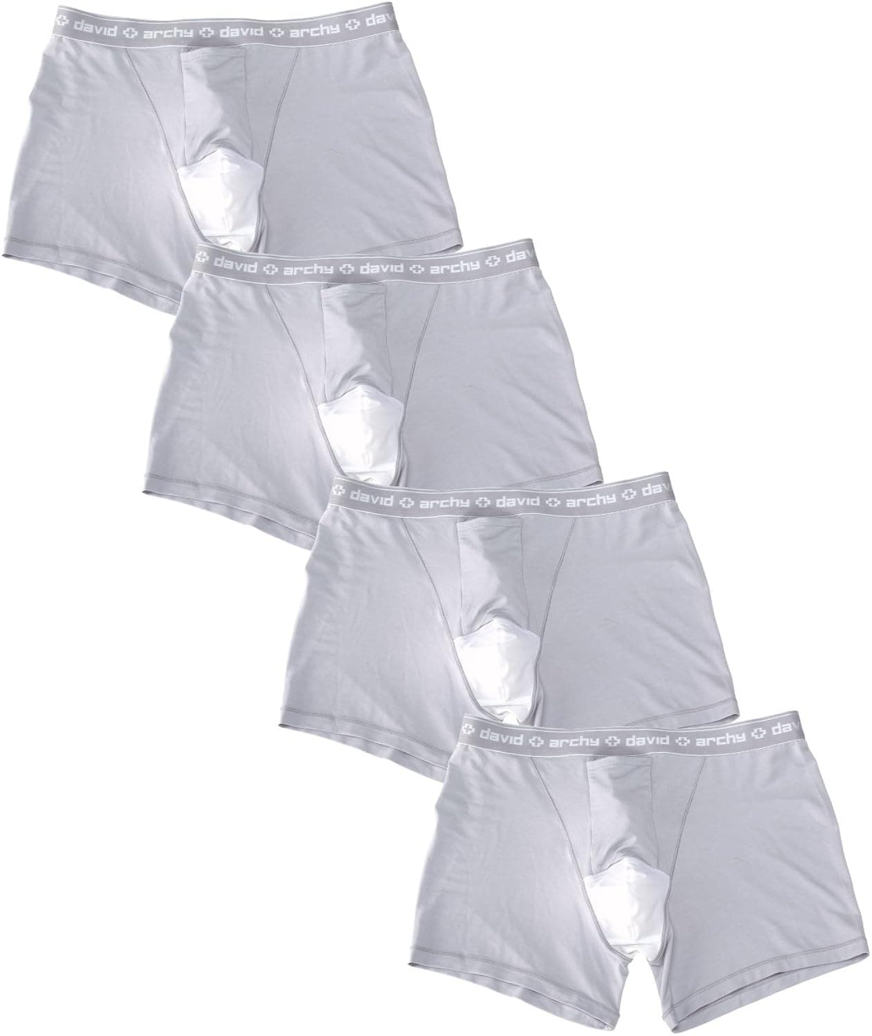 DAVID ARCHY Men's 4 Pack Straight-up Separate Pouches Micromodal Trunks