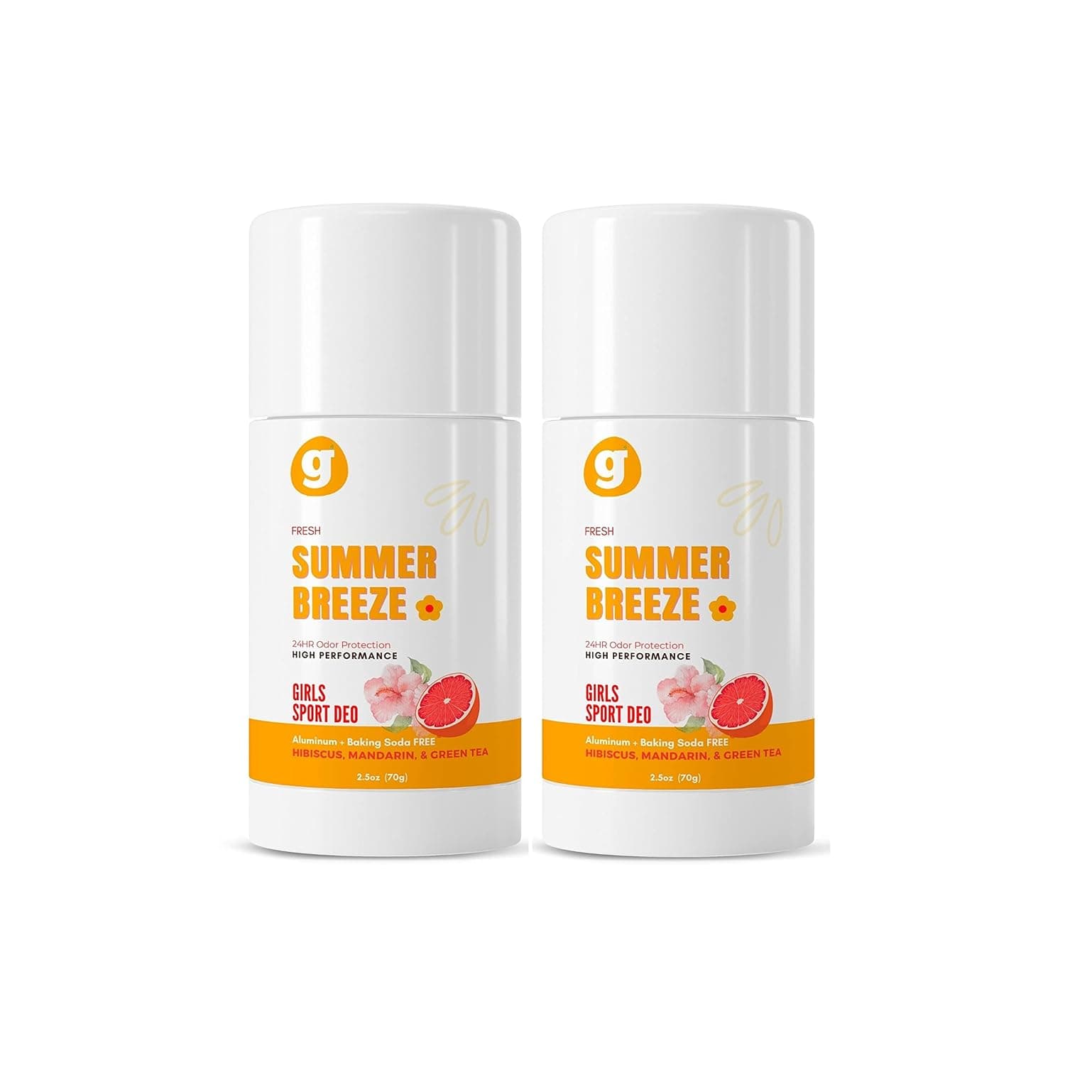 Girls 100% Natural Deodorant | Tea Tree Essential | NO Baking Soda Aluminum, or Propylene Glycol (Summer Breeze, 2 Pack)