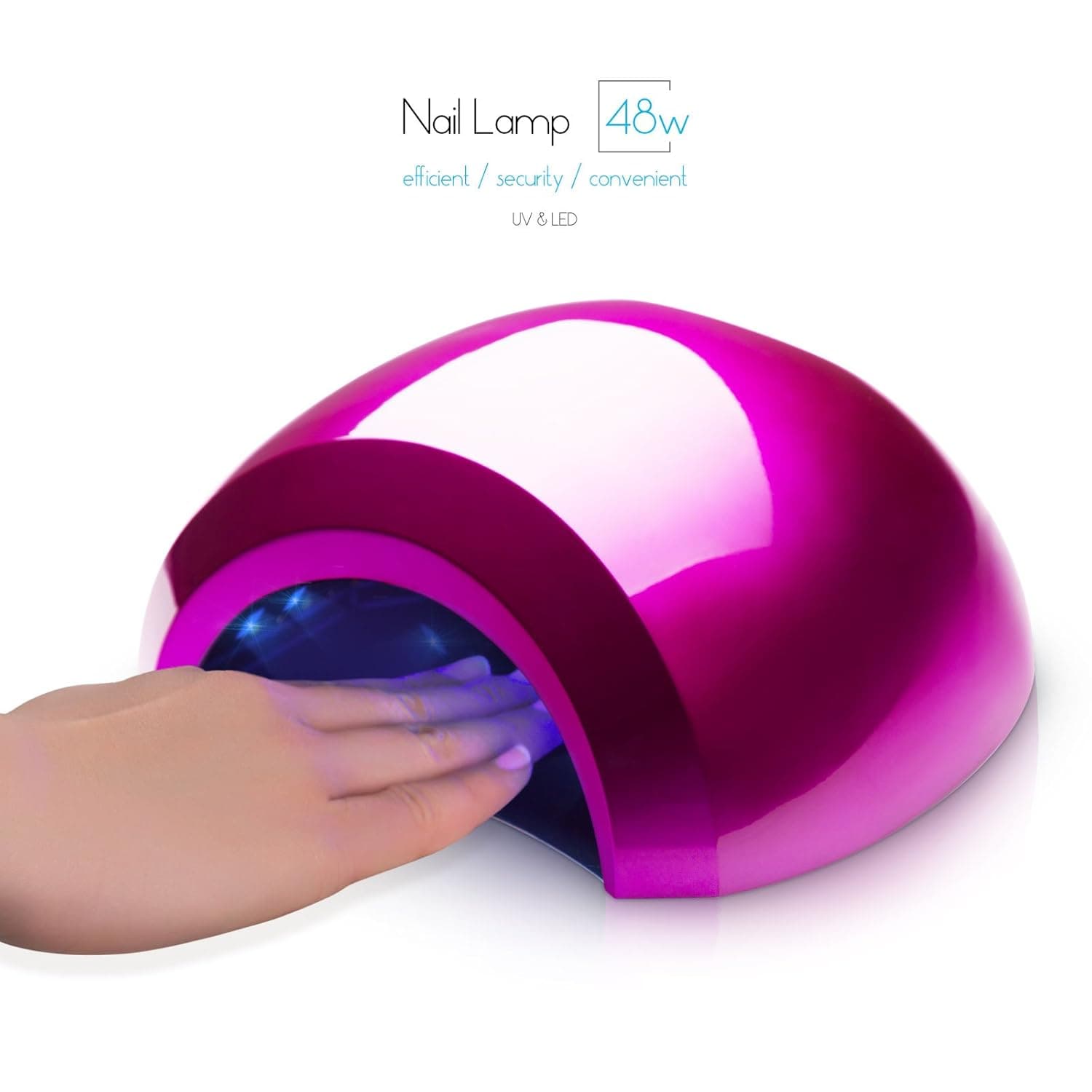 Gellen 48W Powerful UV LED Nail Dryer Lamp, Sensor and Super Fast Drying, with 10s/30s/60s Memory Timers, Smart Fan for Over-Temperature Protection (Magenta)