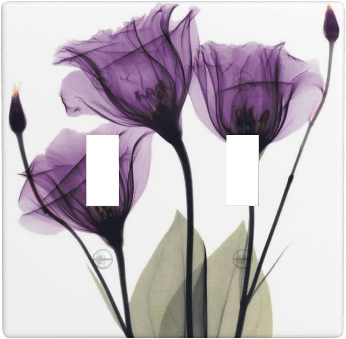 Purple Iris Double Toggle Light Switch Cover Decorative Funny Wall Plate for Bedroom Living Room