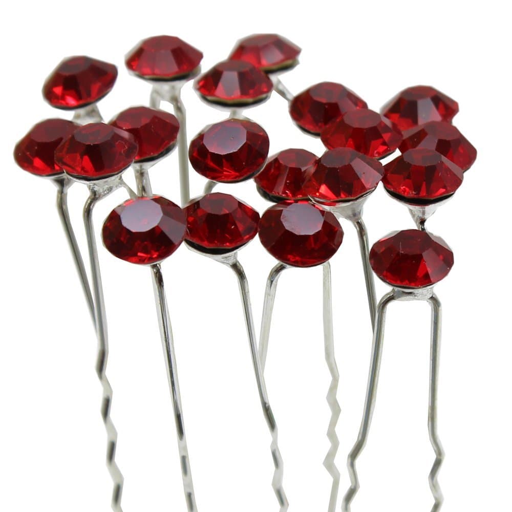 Nestarfactory Polka Dot Elements Collection Rhinestone Metal Hair Pin Pack of 20 (Red)