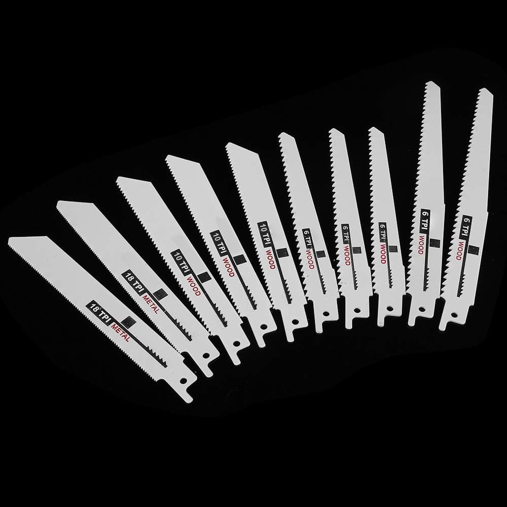 10Piece Reciprocating Saw Blades Set 6 inches 8 inches White Reciprocating Replacement Blade Kit for Metal Pruning Wood Cutting