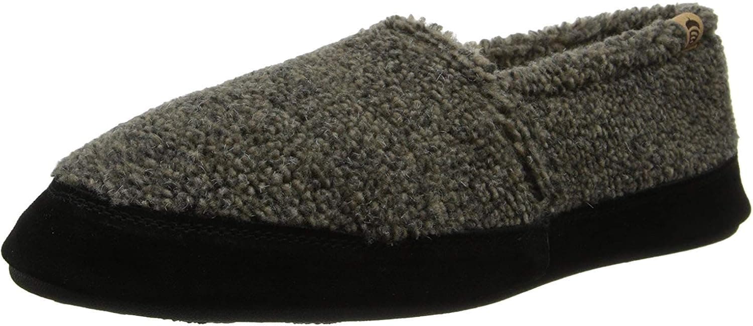Acorn Men's Moc Slippers with Memory Foam Insole Suede Sidewall and Rubber Outsole