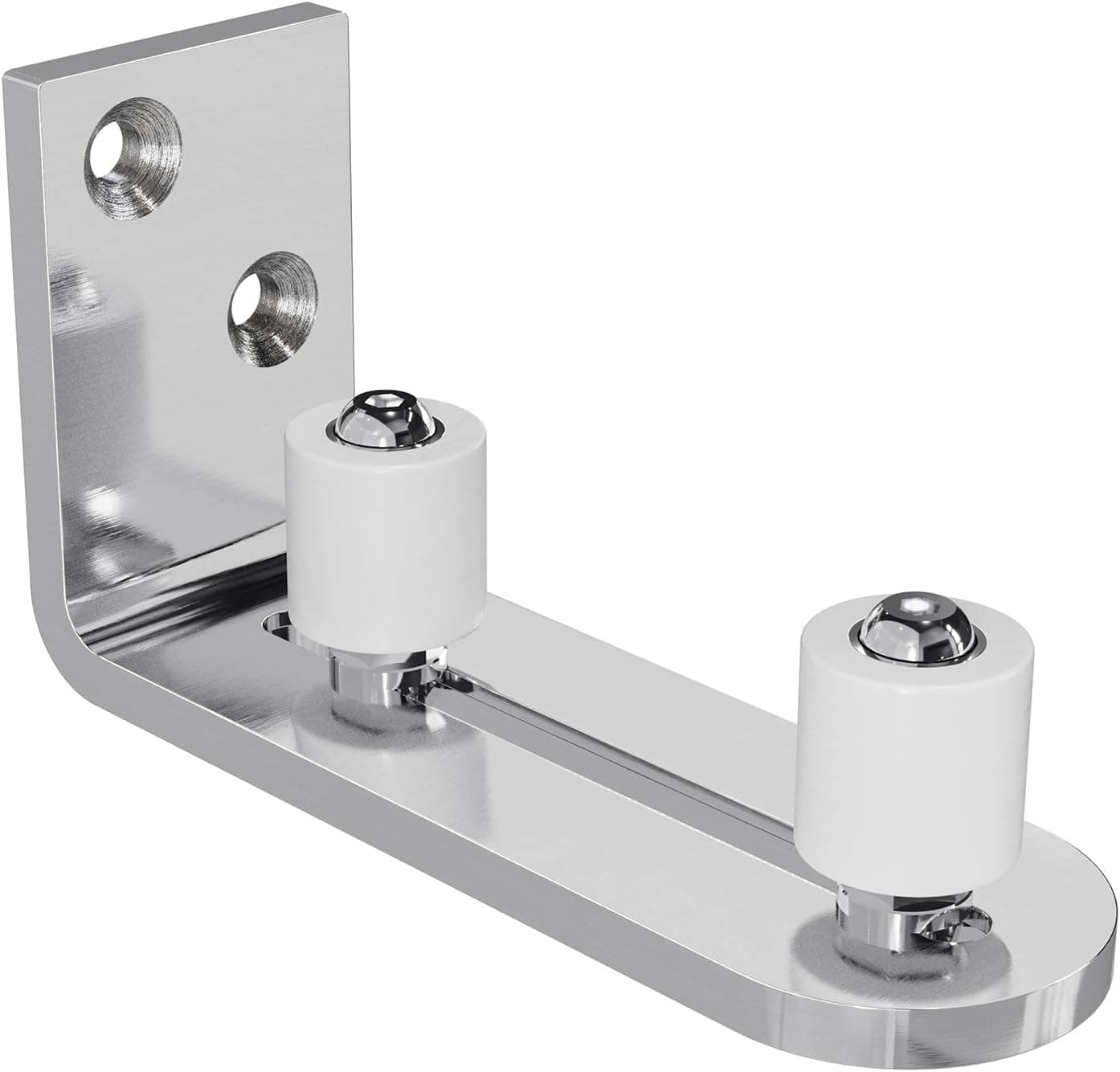 FREDBECK Sliding Barn Door Floor Guide,Brushed Chrome Fully Adjustable Wall Mount System Bottom Barn Door Guide,Ball Bearing Door Guide,Easy to Install,Flush to Floor…