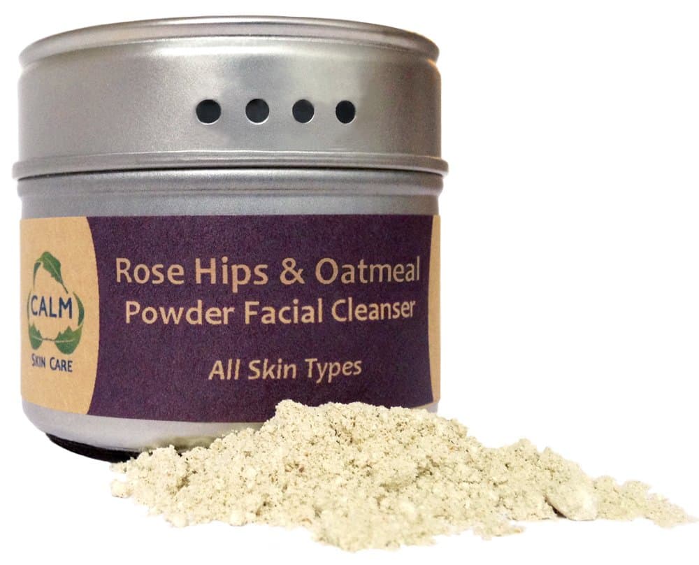 Calm Natural Skin Care Rose Hips Oatmeal Facial Powder Cleansing Scrub - Mix Fresh All Skin Types, 2.875 Ounce