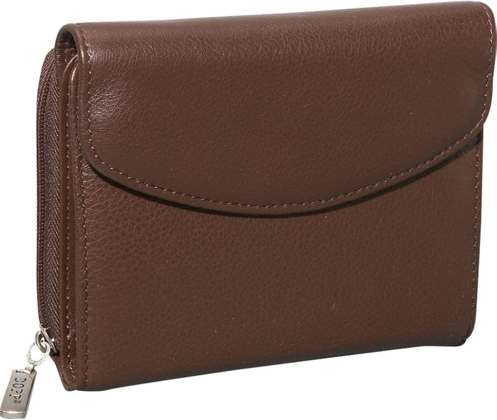 Buxton Women's Roma Zip Double Cardex, Chocolate Brown