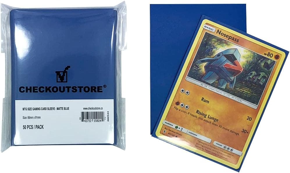 CheckOutStore (200) Protective Sleeves for Magic The Gathering MTG, Pokemon, Board Games Trading Cards (66 x 91 mm) (Matte Blue)