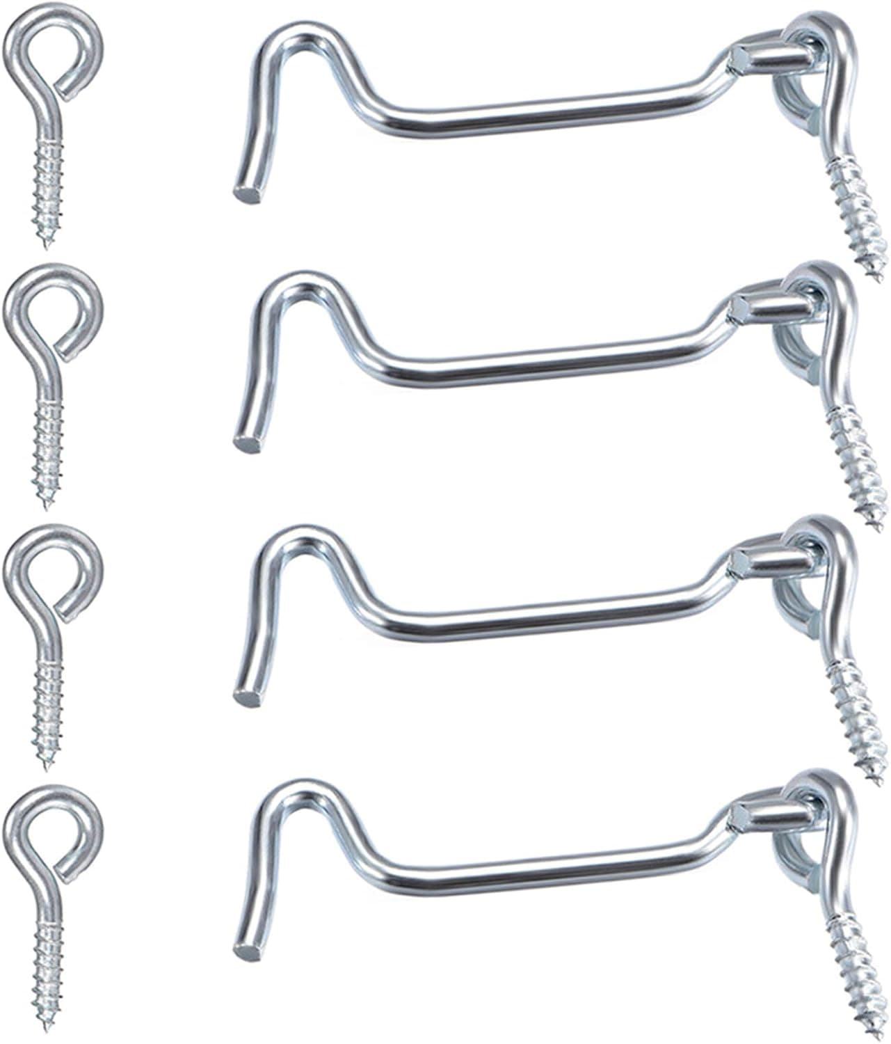 ZXUEZHENG 4Pcs 5 inches Cabin Hook Eye Latch Gate Door Swivel Window Door Hook with Mounting Screws