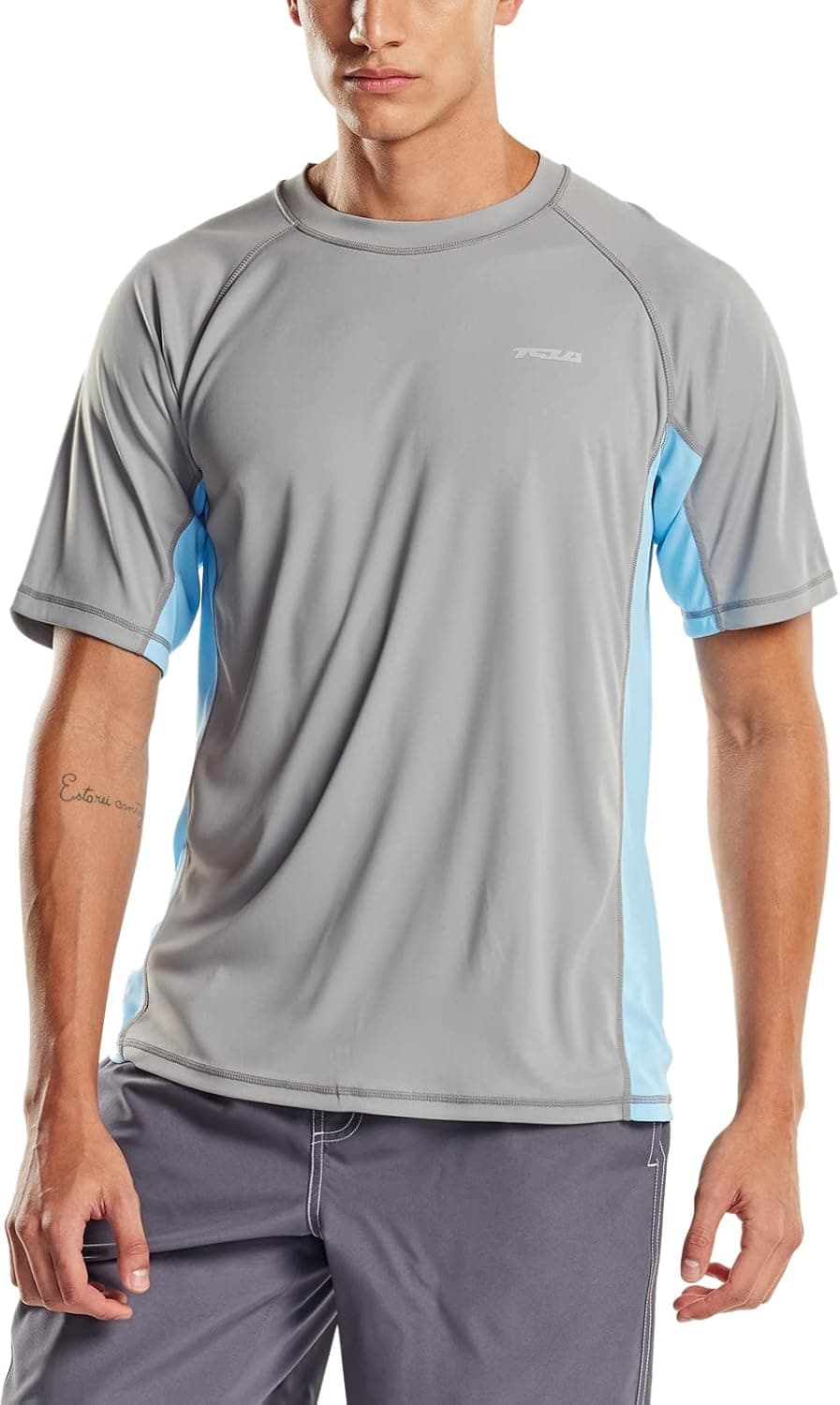 TSLA Men's Rashguard Swim Shirts, UPF 50+ Loose-Fit Short Sleeve Shirt, UV Cool Dry fit Athletic Water Shirts