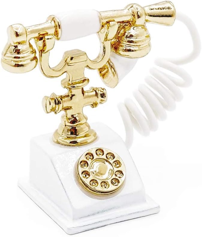 Odoria 1/12 Miniature Victorian Rotary Telephone Dollhouse Decoration Accessories, White