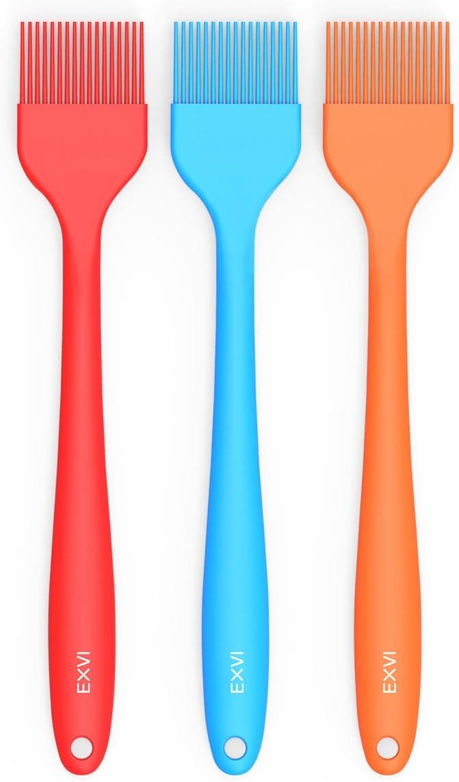 EXVI 10 inch Silicone Oil Brush Kitchen Pastry Baking Brush for Home Baking,Sauce Marinating,Cake Basting and Grilling BBQ Set of 3