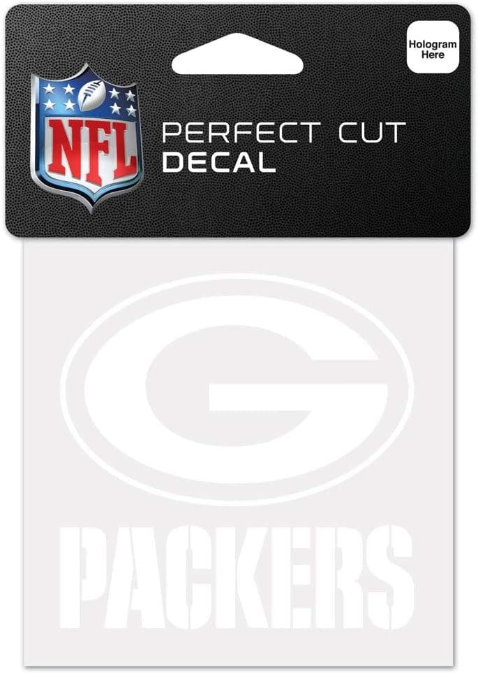 WinCraft NFL Green Bay Packers 4x4 Perfect Cut White Decal, One Size, Team Color
