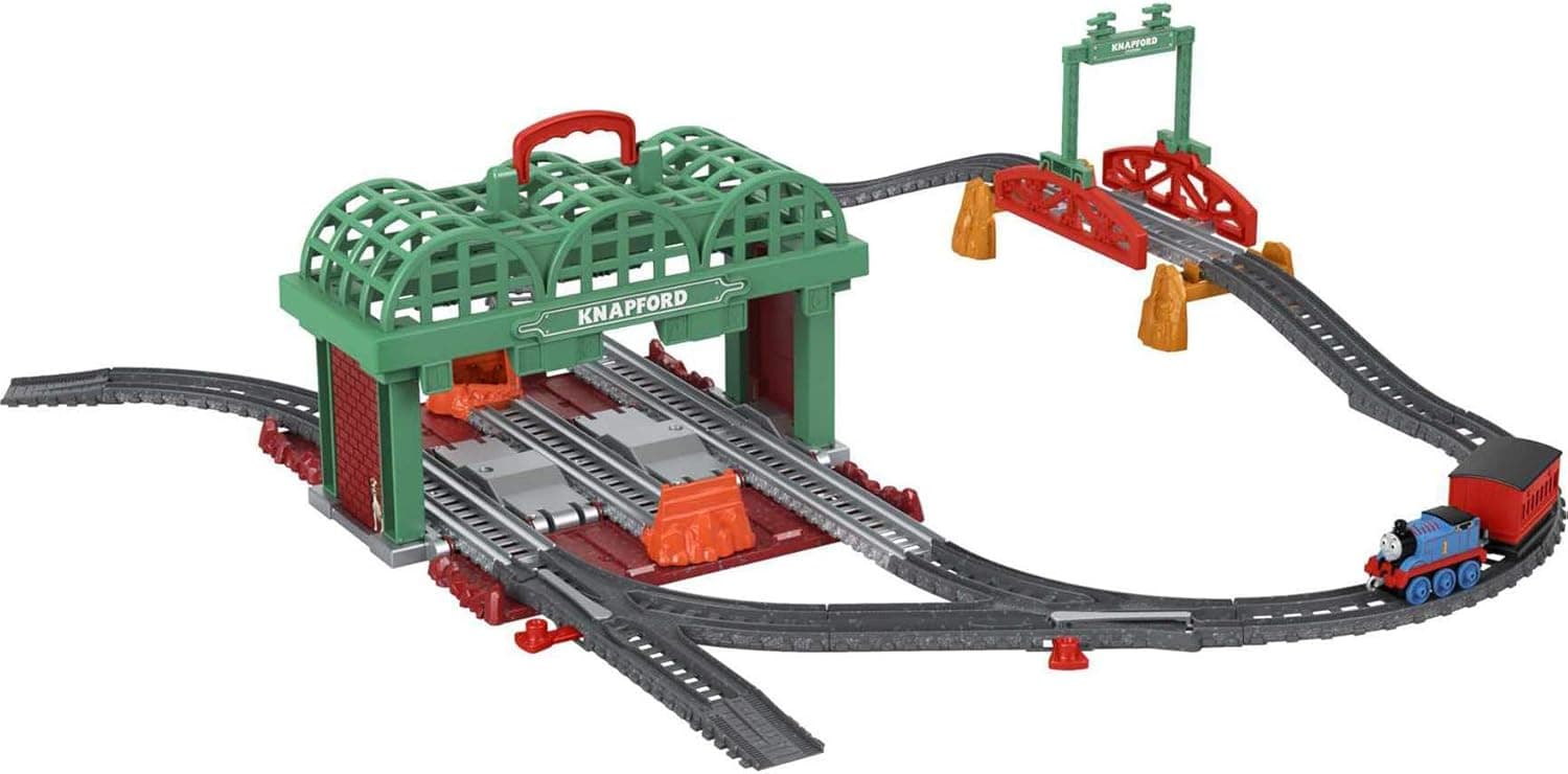 Thomas & Friends Knapford Station Train Set track with 2 in 1 playset and storage case for preschoolers 3 and older