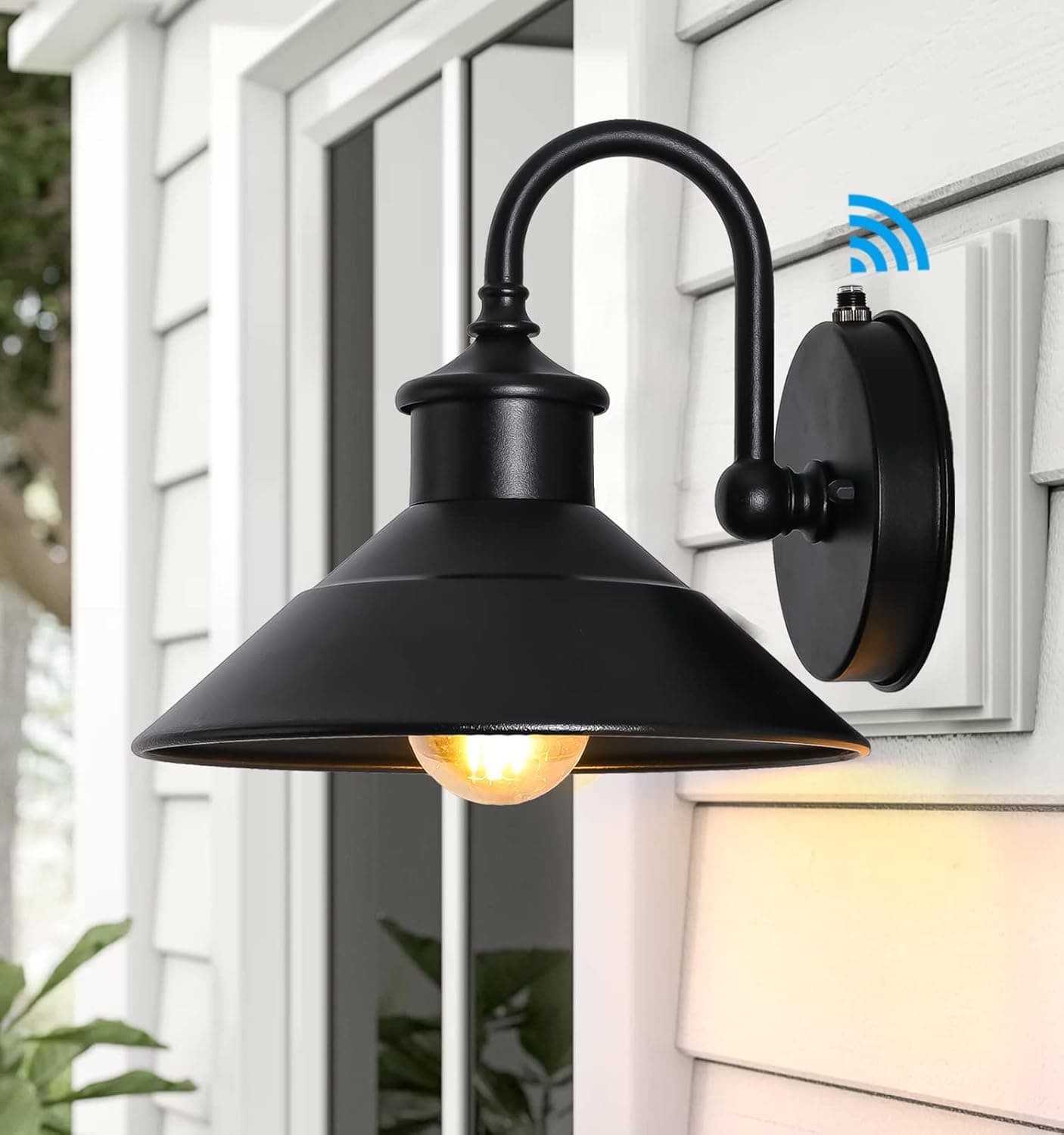 JOESA Dusk to Dawn Classic Outdoor Barn Light Fixture, Waterproof and Rust Resistant Gooseneck Light for Front Porch, Garage, and Garden with E26 Base