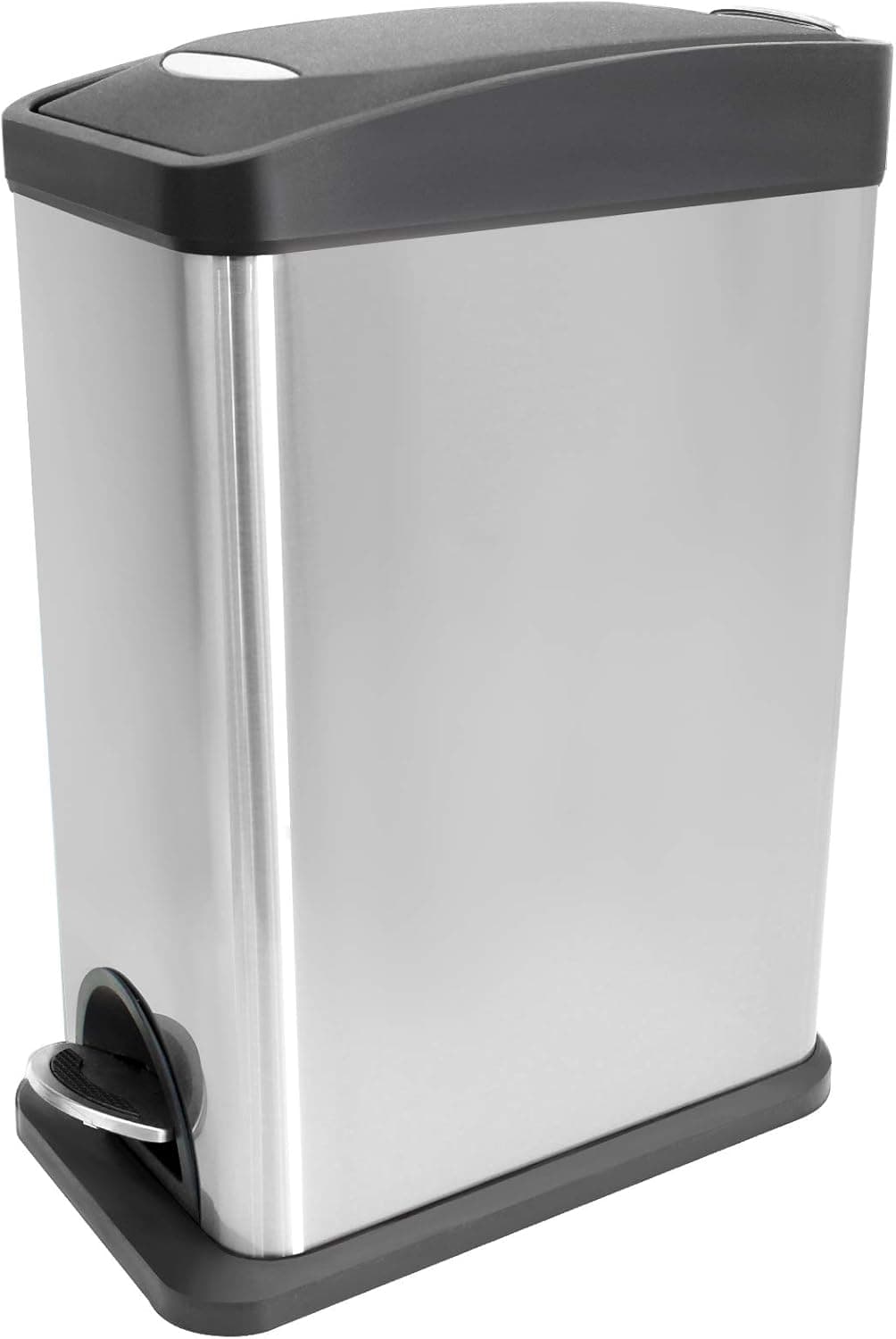 CTETC Slim Small Trash Can with Lid Soft Close and Removable Inner Wastebasket, Rectangular Narrow Stainless Steel Trash Can for Bathroom Bedroom Office, Anti-Fingerprint Brushed Finish, 2.1Gal/8L
