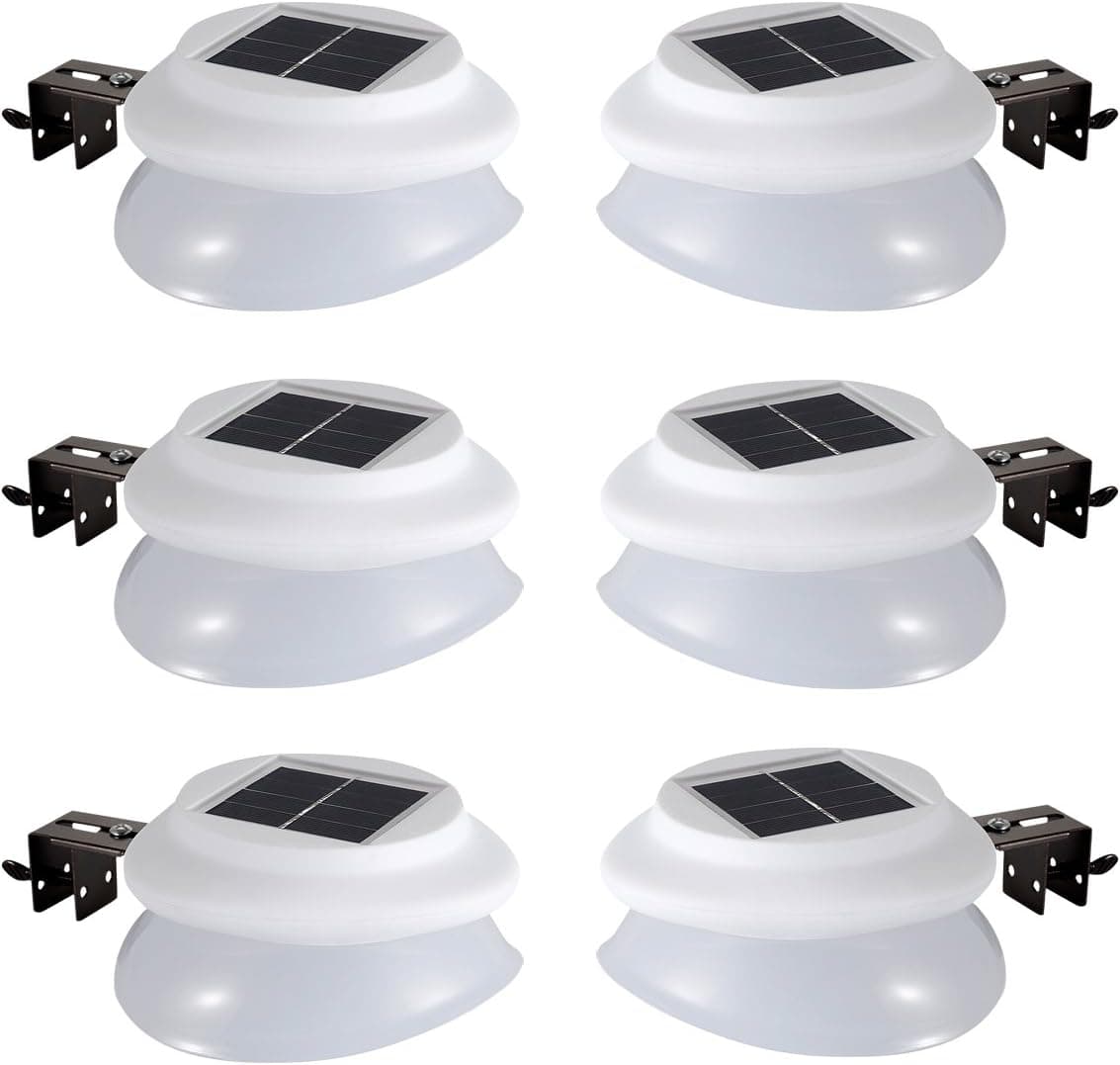 MOLEBIT Gutter Solar Lights Outdoor Waterproof, Wireless Super Bright 9 LED Security Lights Durable Fence Gutter Driveway Garden Patio Path Decking Light Made for Quality Outdoor Life (White 6 Pack)