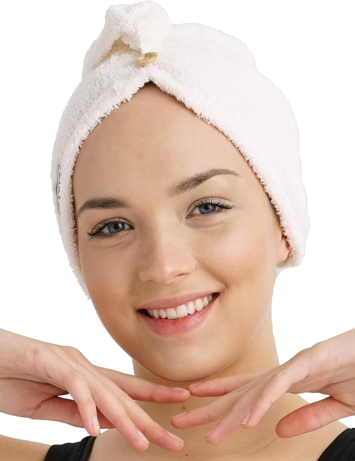 GELVARIS HOME Cotton Hair Towel Wrap for Women with 2 Buttons | Super Absorbent | Hair Wraps for Women Wet Hair | Not Microfiber | Rapid Drying Towel for Hair, Quick Dry Hair Turban