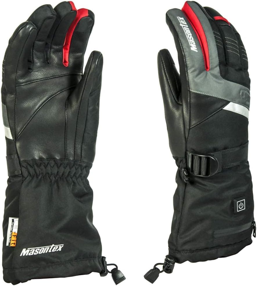 Masontex Heated Gloves Motorcycle Snow Mittens Leather Hand Electric Warmers with Rechargeable Li-ion Battery for Cycling Skiing Mountaineering Hunting Fishing Camping Rheumatisant US Size M