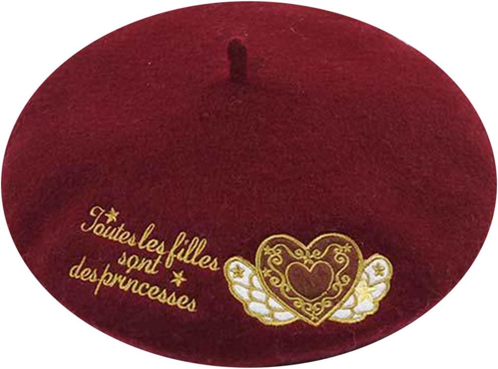 M-Egal Women's Embroidered Patterns Berets with Multicolor Cute Artist Cap Beanies White & Black Horse