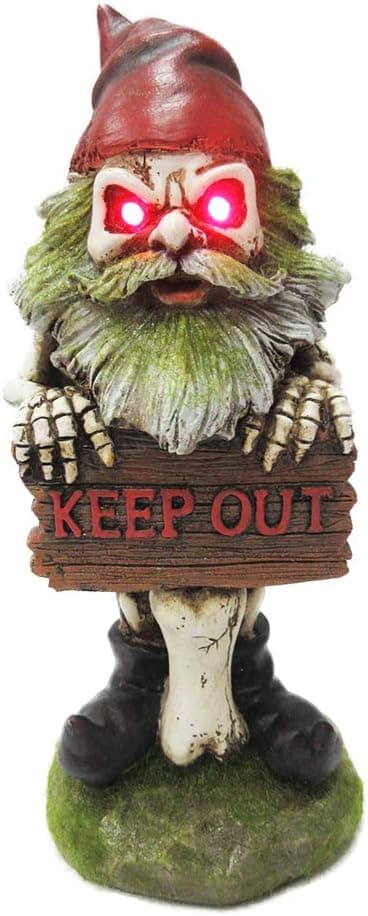 Pacific Giftware Keep Out Red Eyes Halloween Skeleton Gnome