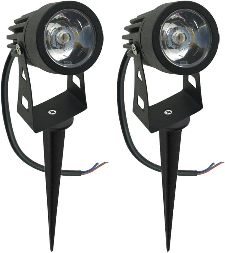 Floodoor LED Outdoor Landscape Lamp,1W Low Voltage Metal Spot Light Fixture Garden Yard Path Light,Warm White with Stand(Pack of 2)