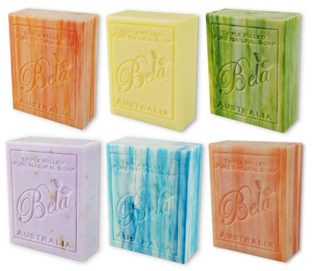 Bela, Assorted, Triple French Milled Moisturizing Soap Bars, No Harsh Ingredients, 3.3 oz each - 6 Pack