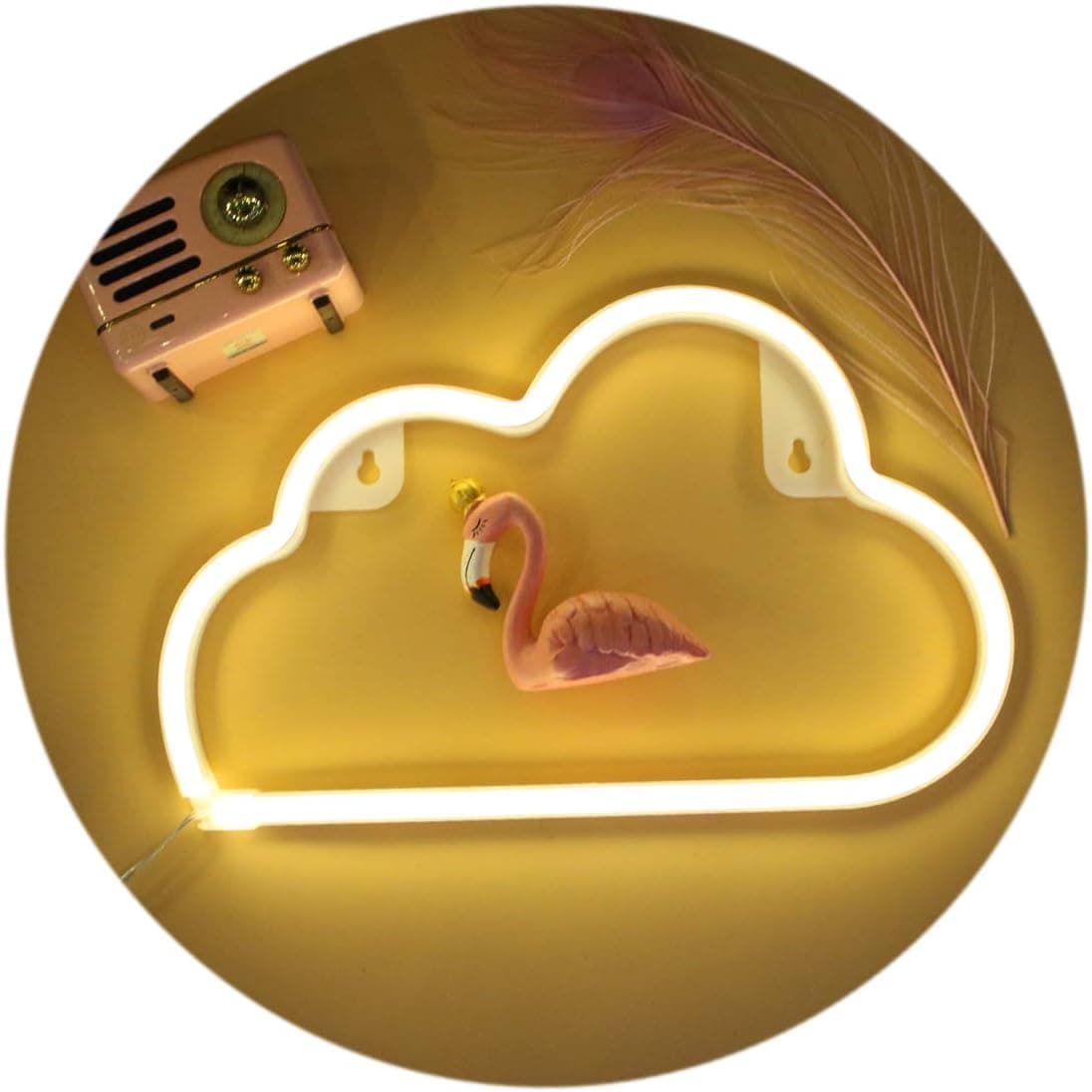 LED Warm White Cloud Neon Light, Cute Neon Cloud Sign, Room Decor Battery or USB Powered 4.5V Art LED Decorative Lights Night Lights Indoor for Home, Bedroom, Office,Dorm,Party (Warm White Cloud)