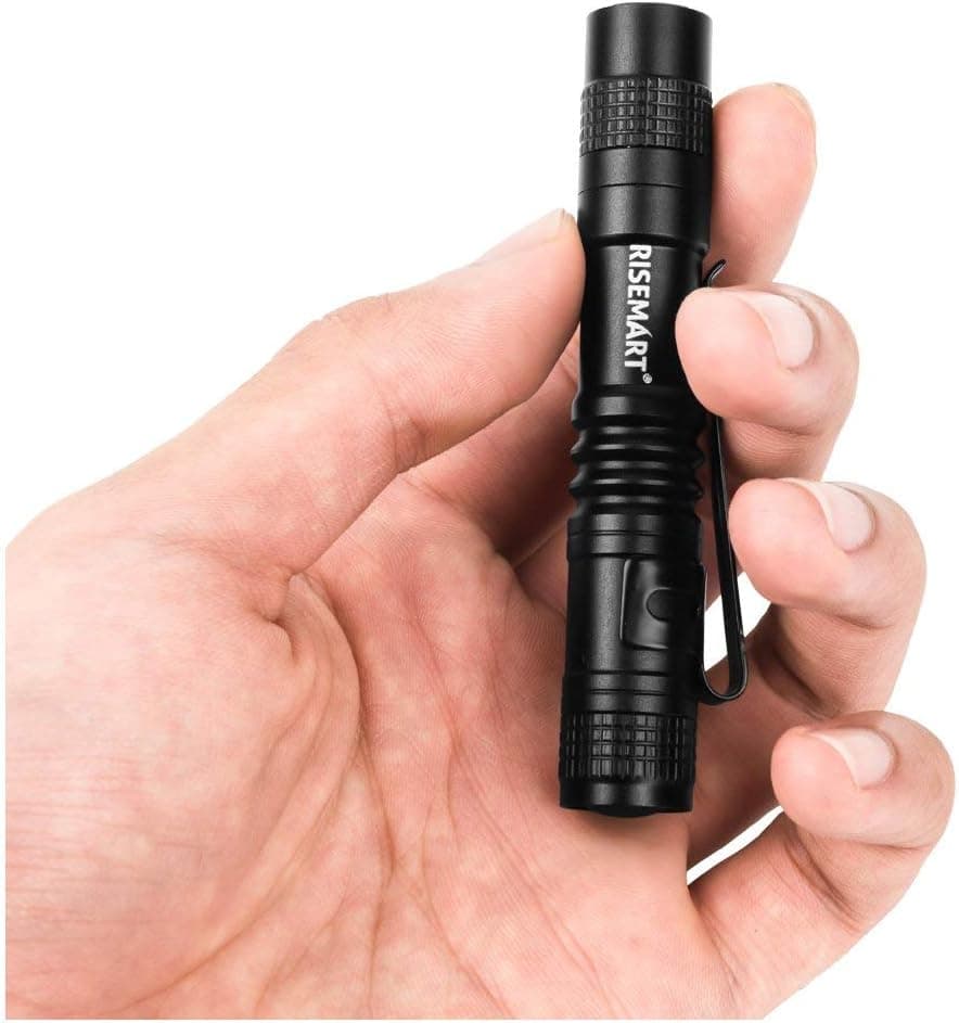 RISEMART Super Small Mini Flashlight AAA 100 Lumens Ultra Bright LED Pen light Pocket Clip Tactical Torch Lamp(3.5")