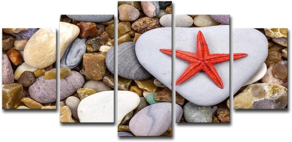 Yybao - HD Print 5 Pieces Canvas Artwork Pictures Poster - Goose Soft Rock Starfish On The Beach Paintings - Modern Wall Art For Living Room Bedroom Office Dining Room Home Decor - Unframed
