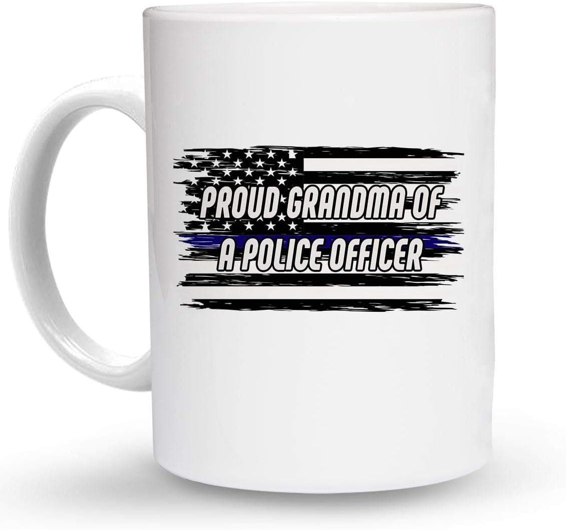 Makoroni - PROUD GRANDMA OF A POLICE OFFICER Cop Police - 6 Oz. Ceramic ESPRESSO MUG Coffee Drink Cup, DesG13
