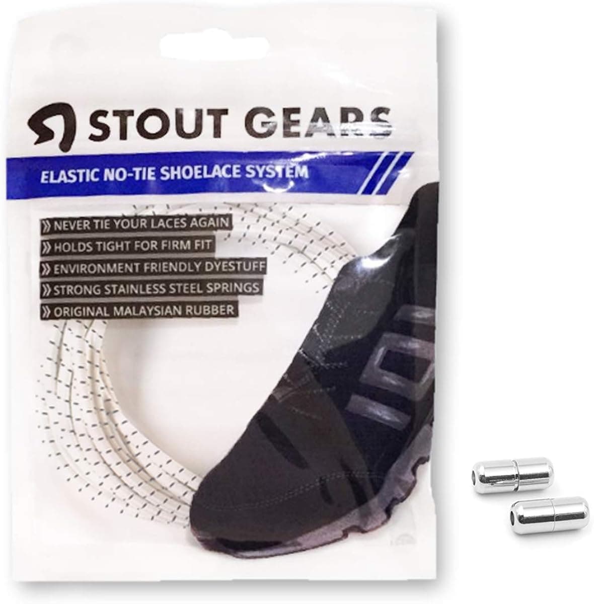 StoutGears Reflective No Tie Shoelaces Lock System - Elastic Shoelaces for Sneakers (1 Pair)