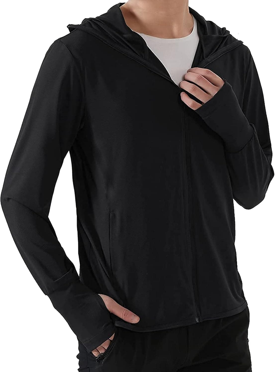 COOFANDY Men's Full Zip UPF 50+ Light Jacket hooded sun Protection Cooling Long Sleeve Shirts with Pockets