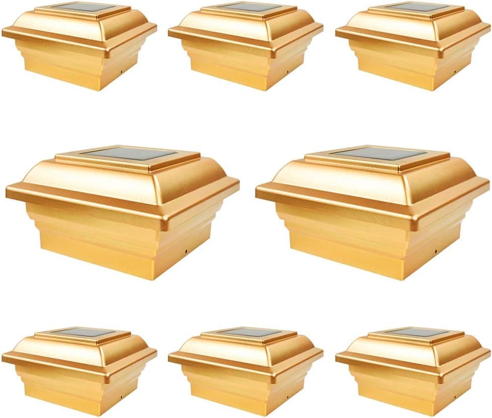 8 Pack Copper Outdoor Garden 5 x 5 Solar 12 SMD LED Post Deck Cap Square Fence Light Landscape Lamp Lawn PVC Vinyl