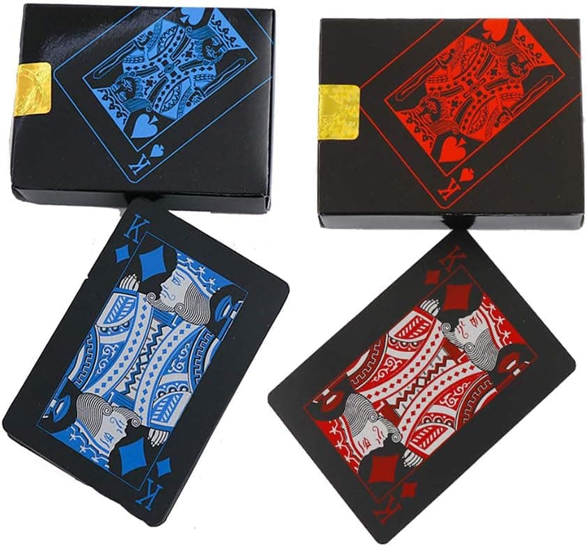 Sweetdecor 108pcs/Pack Fashion Gold Foil Poker Novelty Collection Waterproof PVC Plastic Color: (2 Pack(Red+Blue))