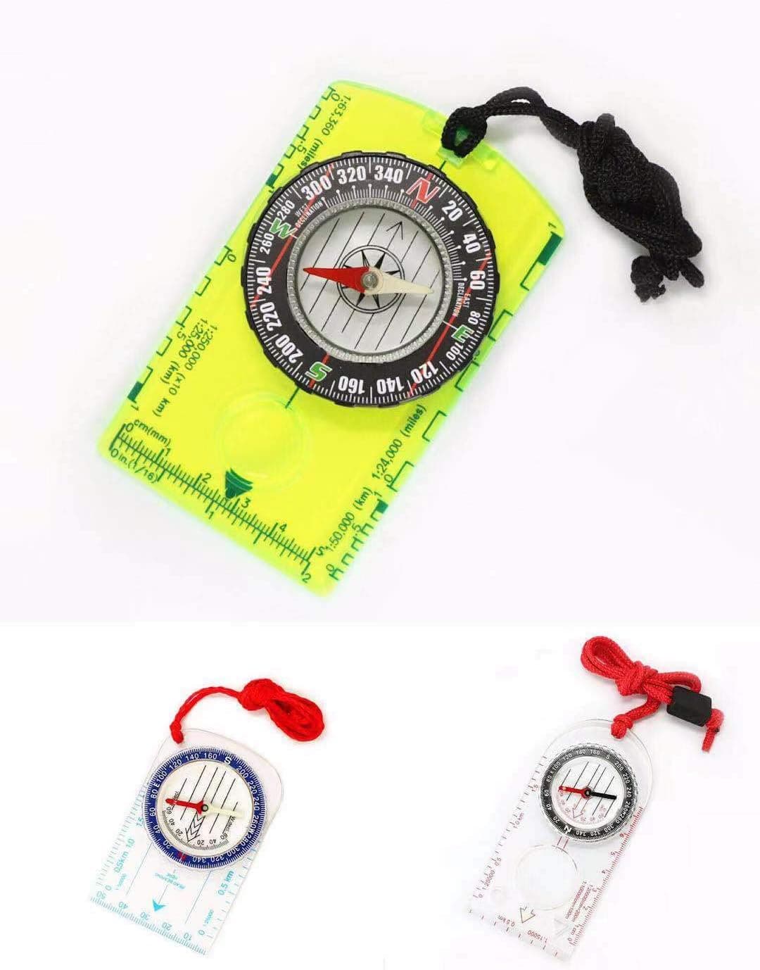 Fangstar 3 Pack Scout Hiking Compass Directional Compass Map Ruler Rotating Border Guide for Navigation, Orientation and Survival