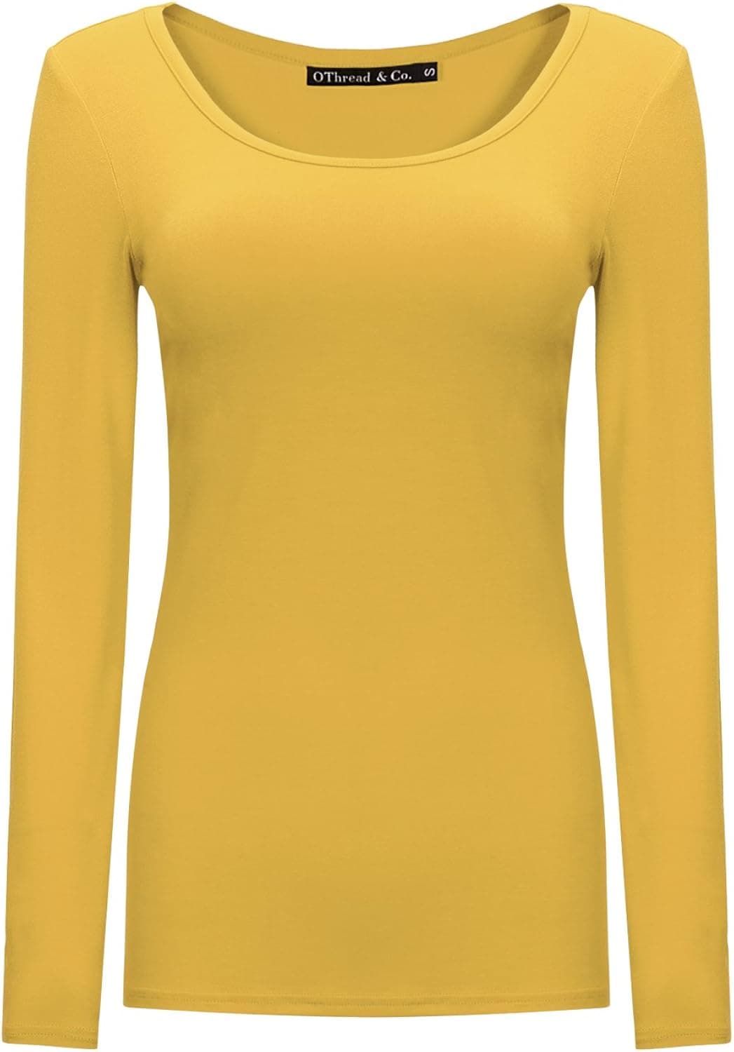OThread & Co. Women's Long Sleeve T-Shirt Scoop Neck Basic Layer Stretchy Shirts