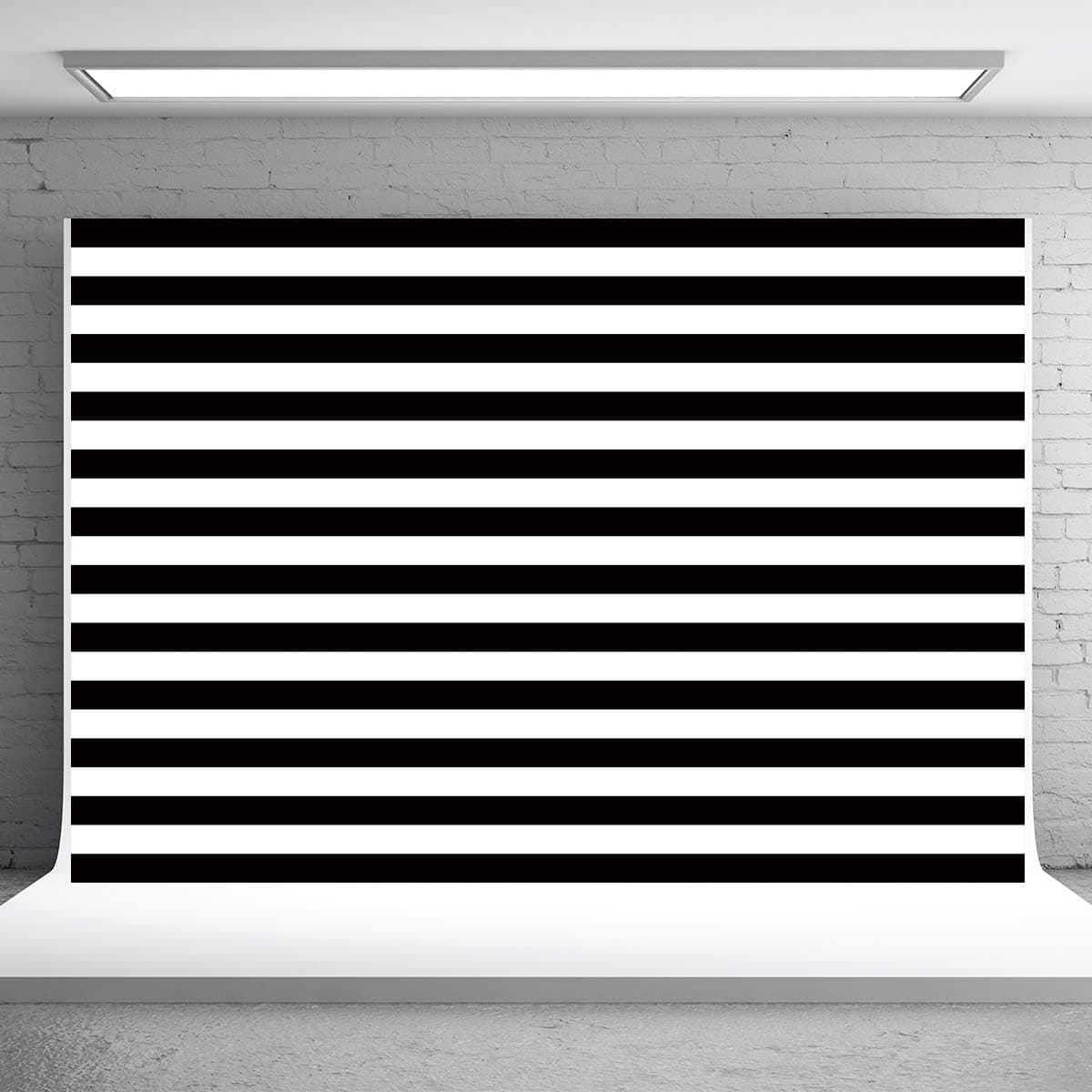 Black and White Stripes Photography Backdrops 7x5ft Happy Birthday Party Themed Background Adult Man Birthday Backdrop Cake Table Banner Durable Vinyl Photo Studio Props