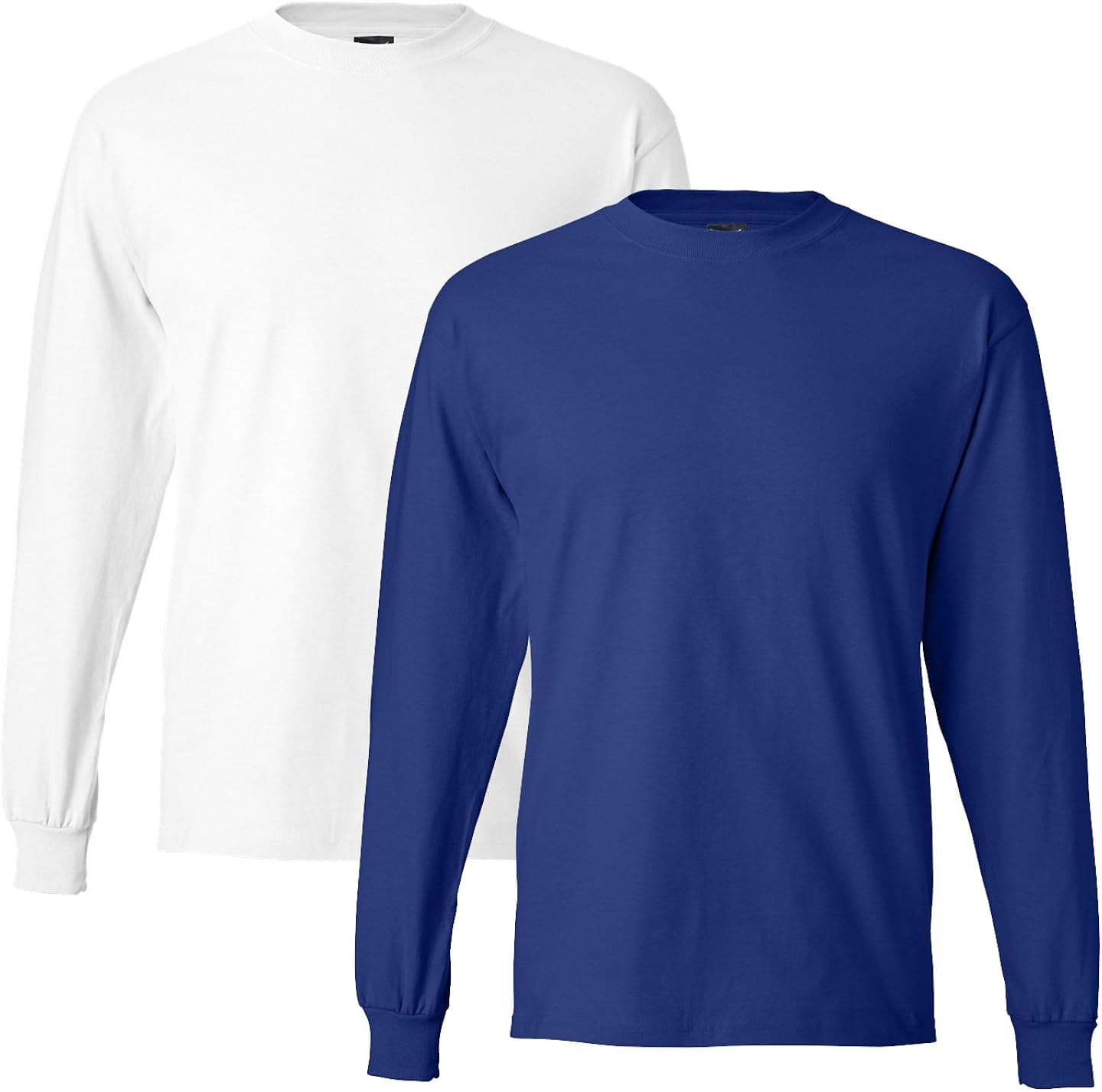 Hanes mens 6.1 oz. Long-Sleeve Beefy-T(5186)-DEEP ROYAL/WHITE-XL