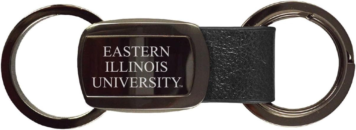 LXG, Inc. Eastern Illinois University -3 Ring Leather Key Tag-Black