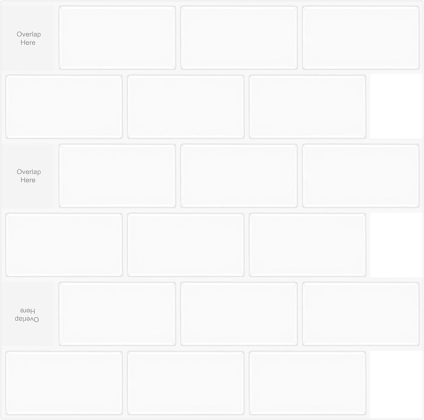 KITOVA 10-Sheet Peel and Stick Tiles,12"x12" 3D Subway Tiles,Peel and Stick Backsplash Tiles for Kitchen and Bathroom