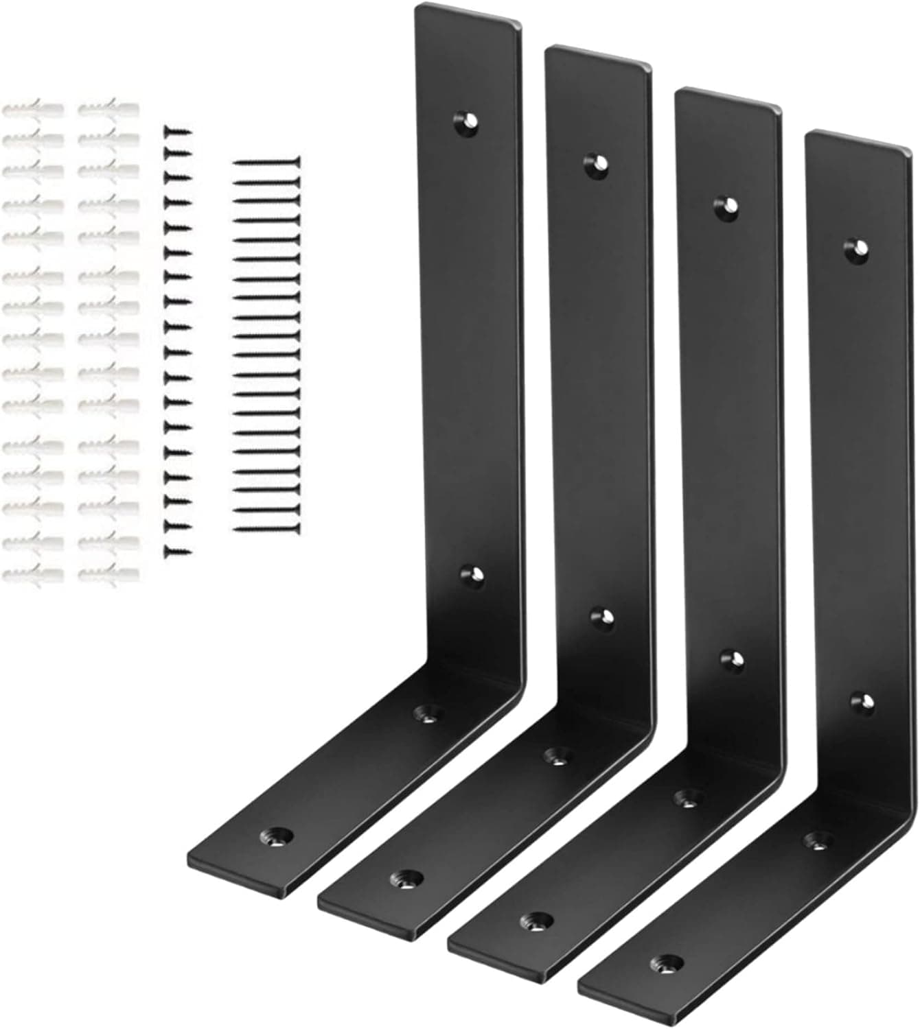 SAMTSELT 4 Pack 10''L x 6''H x 1.5''W L Shelf Brackets Industrial Wall Mounted Shelf Supports,Iron Metal Wall Floating Shelf Brackets for Open DIY Shelves with Screws