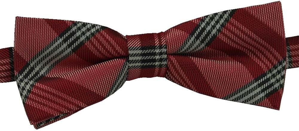 Cherry Red Plaid Boys pre-tied Bow Tie