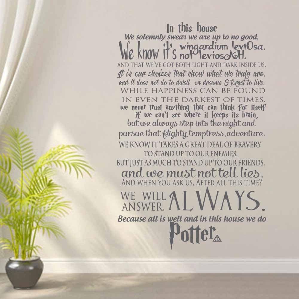In this House We Do Potter Wall Decal Quote Harry Potter Vinyl Art Sticker For Living Room (Black,m)