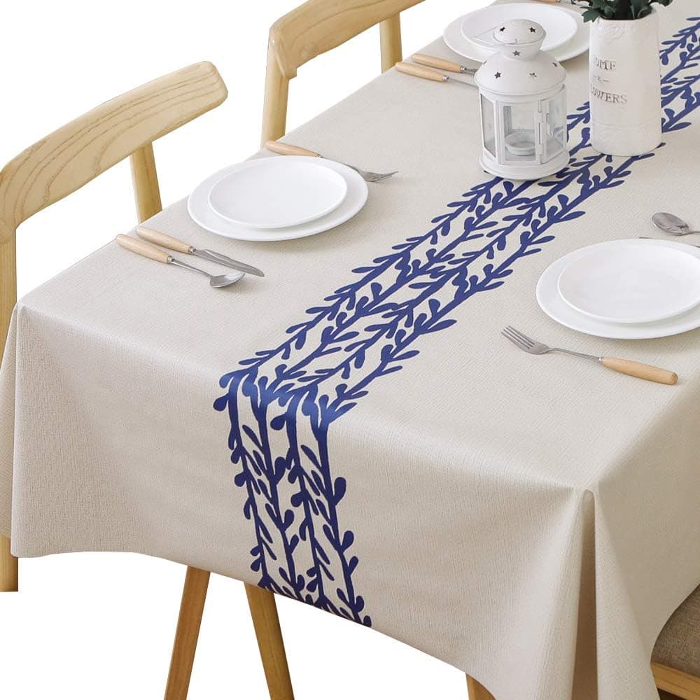 Chizoya Table Cloth Heavy Duty Vinyl Table Cloth for Rectangle Table Wipe Clean PVC Tablecloth for Kitchen Dining Table (54x54 inch, Rattan)