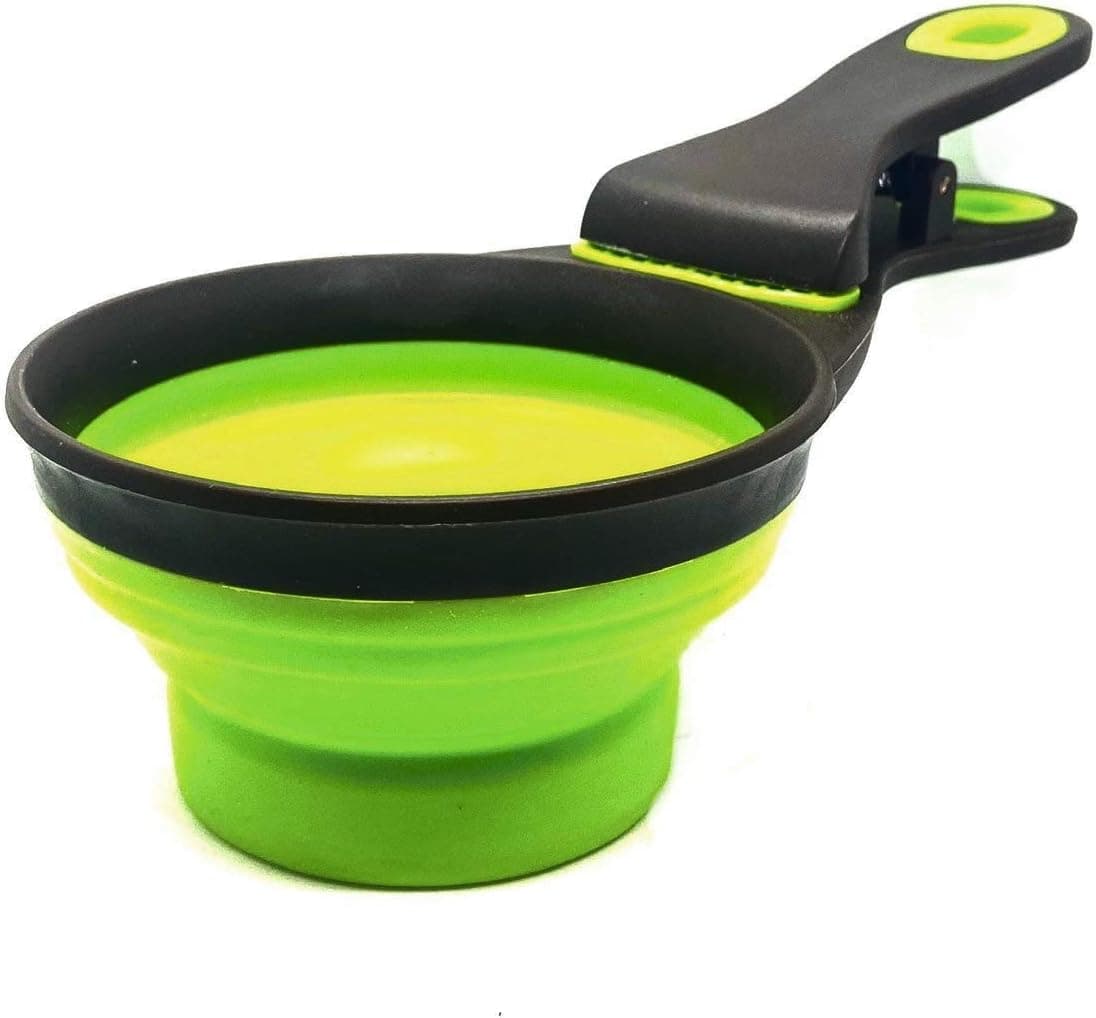 3 in 1 Multi-Function Pet Food Measuring Scoop Collapsible Silicone Bowl with Clip Portion Control for Dogs and Cats or Pets of Any Size 1 Cup (237ml) Size